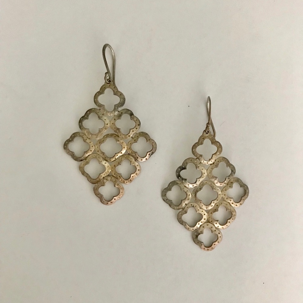 Stella & Dot Brushed Silver Statement Earrings